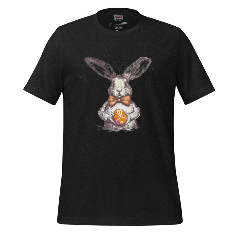 Easter Bunny Doodle T-Shirt Holding a Painted Egg alternate view