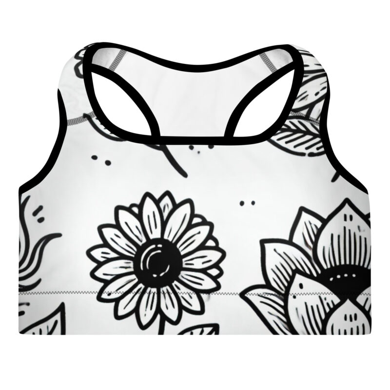 Charming Flower Doodles Padded Sports Bra