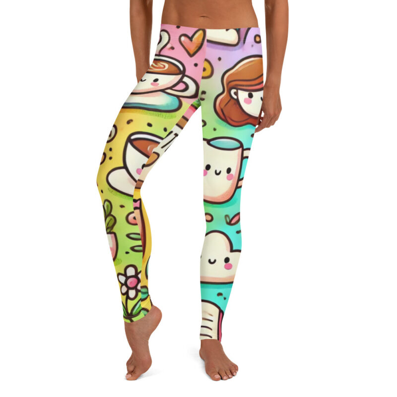 Cheerful Coffee Time Cute Doodles Leggings product image