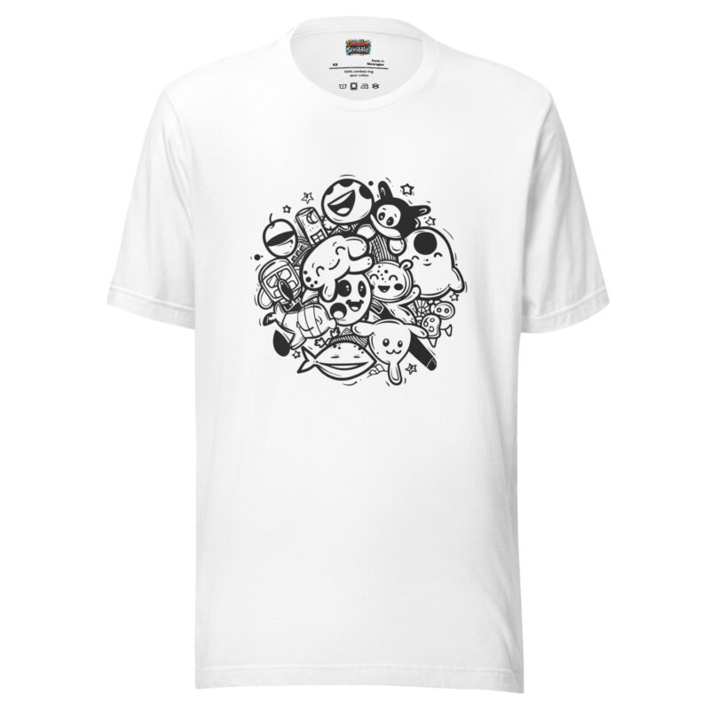 Circular Doodle Universe T-Shirt with Celestial Charm
