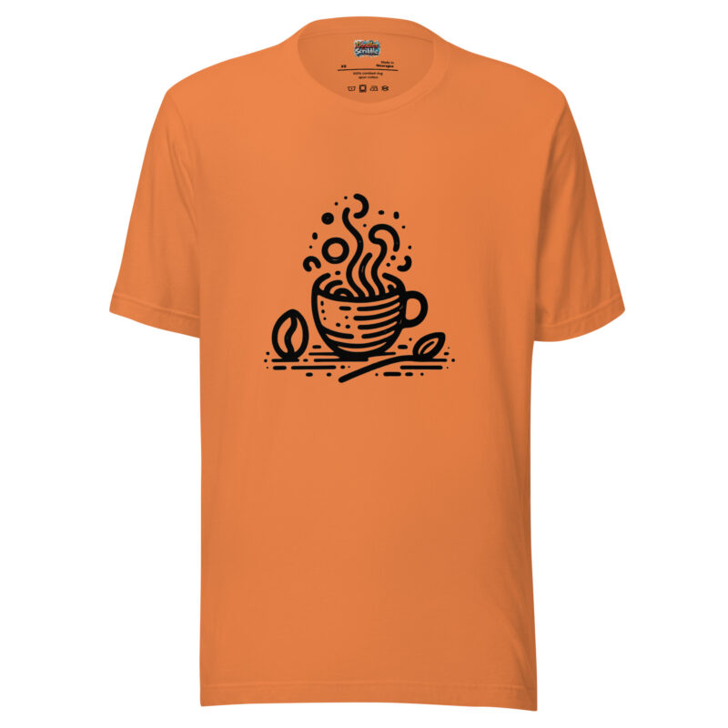 Coffee Break T-Shirt - Steaming Cup Scribble