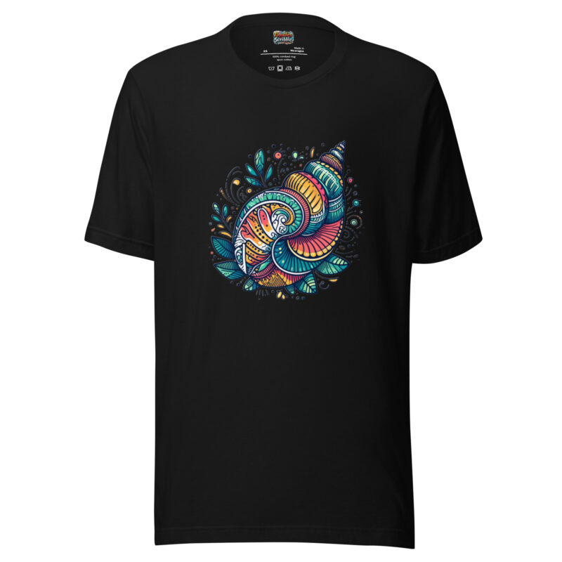 Seashell Doodle T-Shirt with Colourful Summer Artwork alternate view