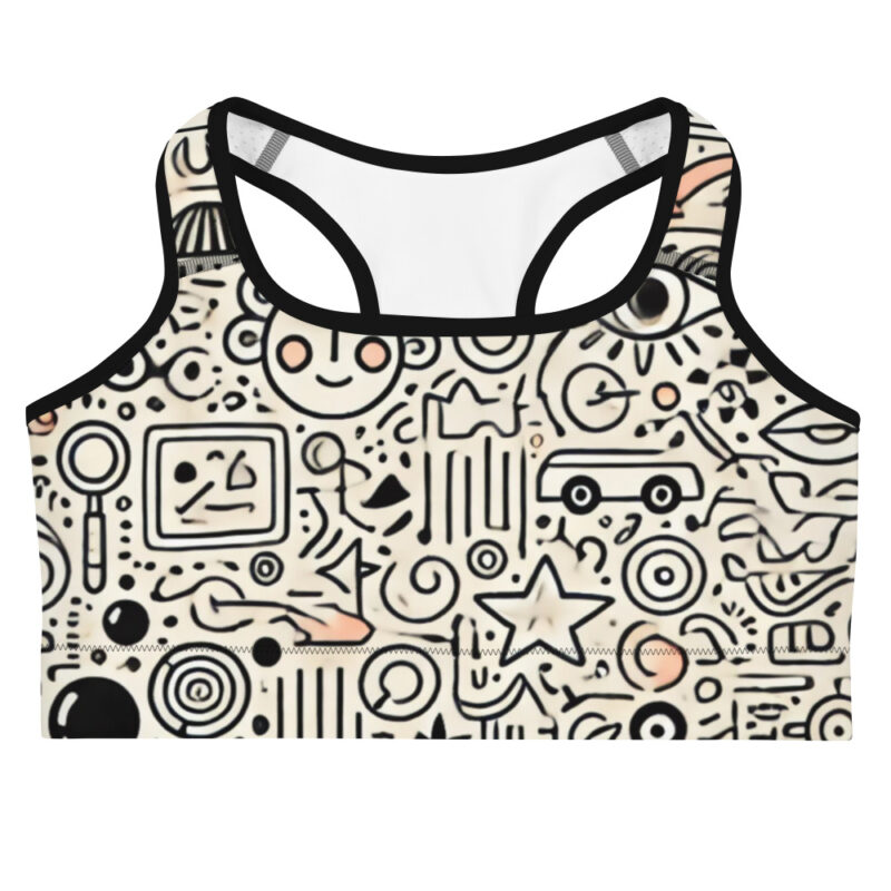 Cool Doodle Cheerful Smileys Sports Bra