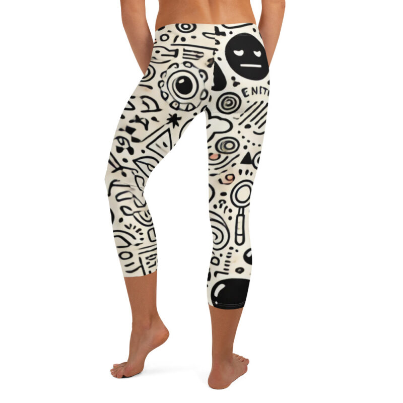 Cool Doodle Smileys and Shapes Capri Leggings