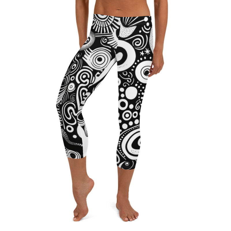 Cosmic Doodle Capri Leggings - Enchanted Eclipse Design alternate view