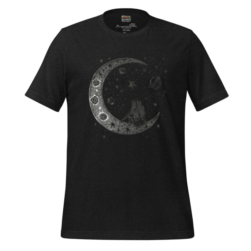 Cosmic Dreamer T-Shirt with Crescent Moon Doodle alternate view