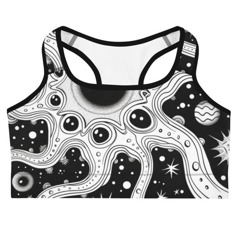Cosmic Eye Doodle Sports Bra - Gaze into the Universe