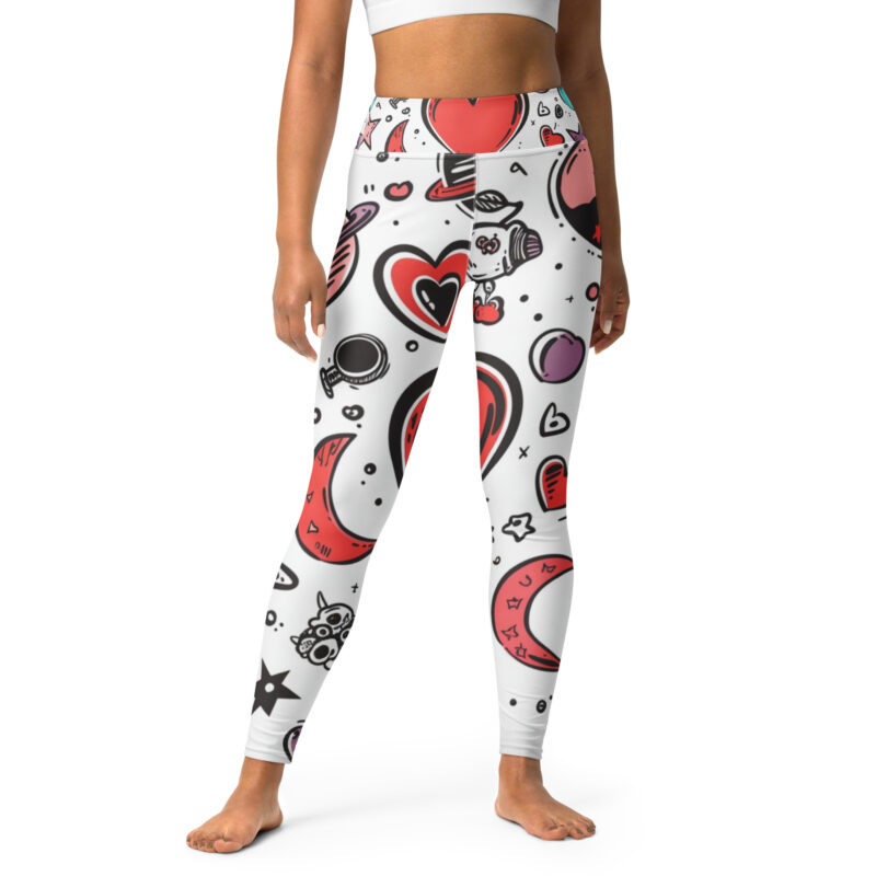 Cosmic Love Yoga Leggings - Valentine's Doodles for Fitness Enthusiasts