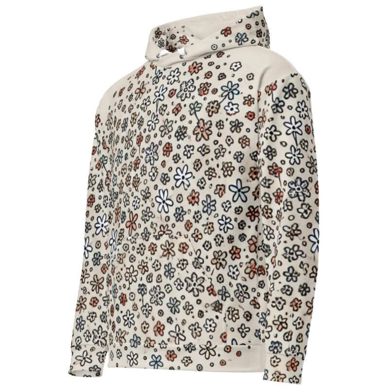 Pastel Floral Doodle Hoodie with Cosy Flower Artwork alternate view