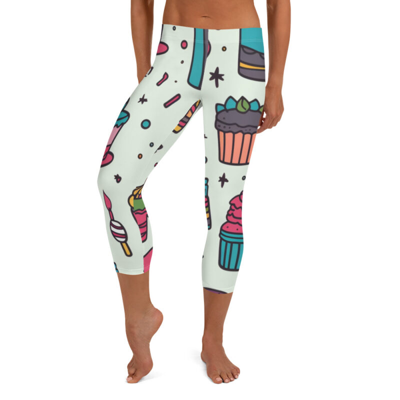 Cupcake Carnival Capri Leggings with Birthday Doodles alternate view
