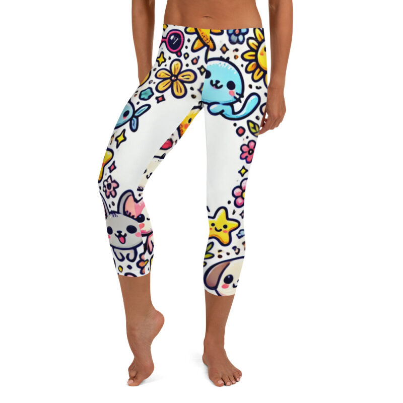 Cute Doodles Capri Leggings for Yoga alternate view