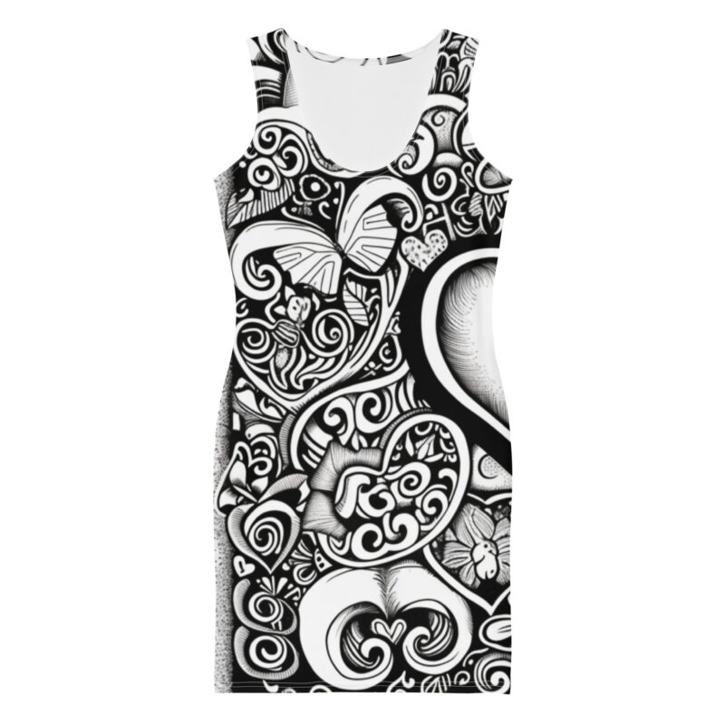 Doodle Heart Bodycon Dress - Embrace Elegance