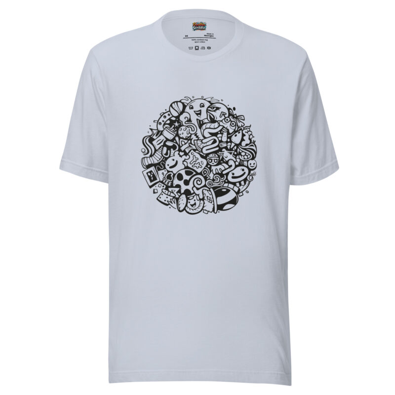 Doodle Mosaic Madness T-Shirt with Abstract Artistry