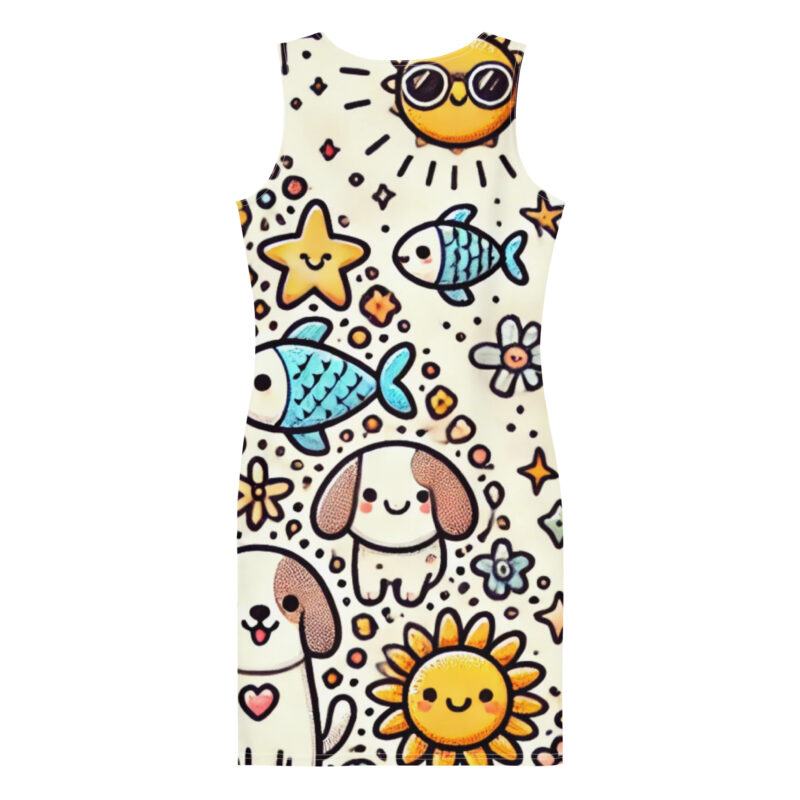 Cute Doodles Bodycon Dress with Adorable All-Over Artwork alternate view