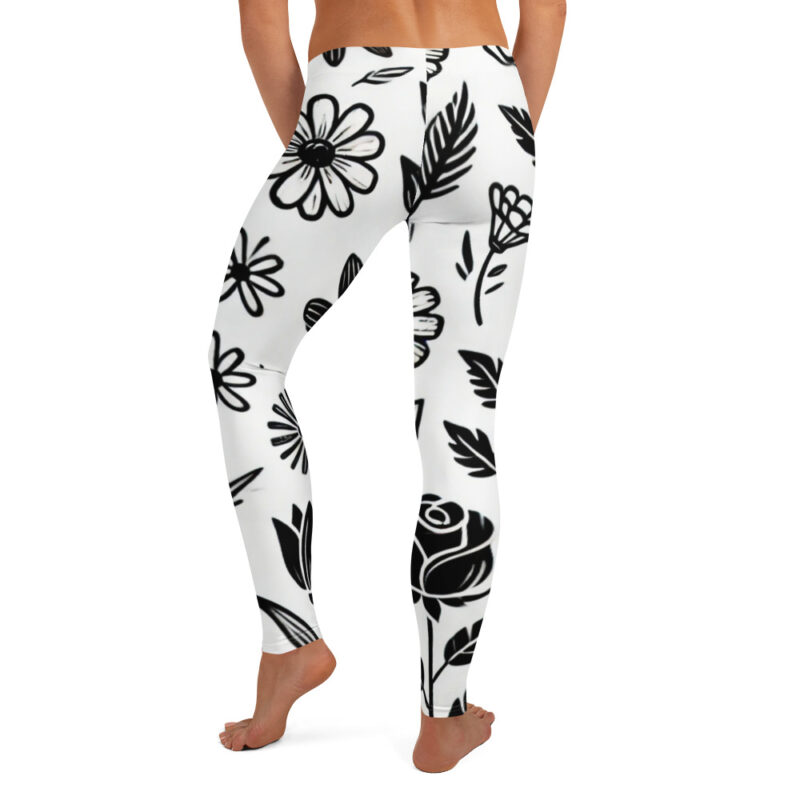 Flower Doodles Leggings with Elegant Floral Art alternate view
