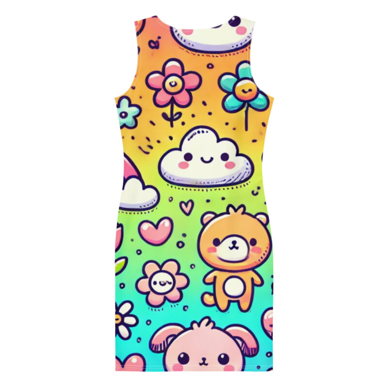 Rainbow Bodycon Dress with Elegant Cute Doodles alternate view