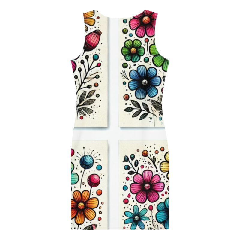 Vibrant Floral Doodle Bodycon Dress alternate view