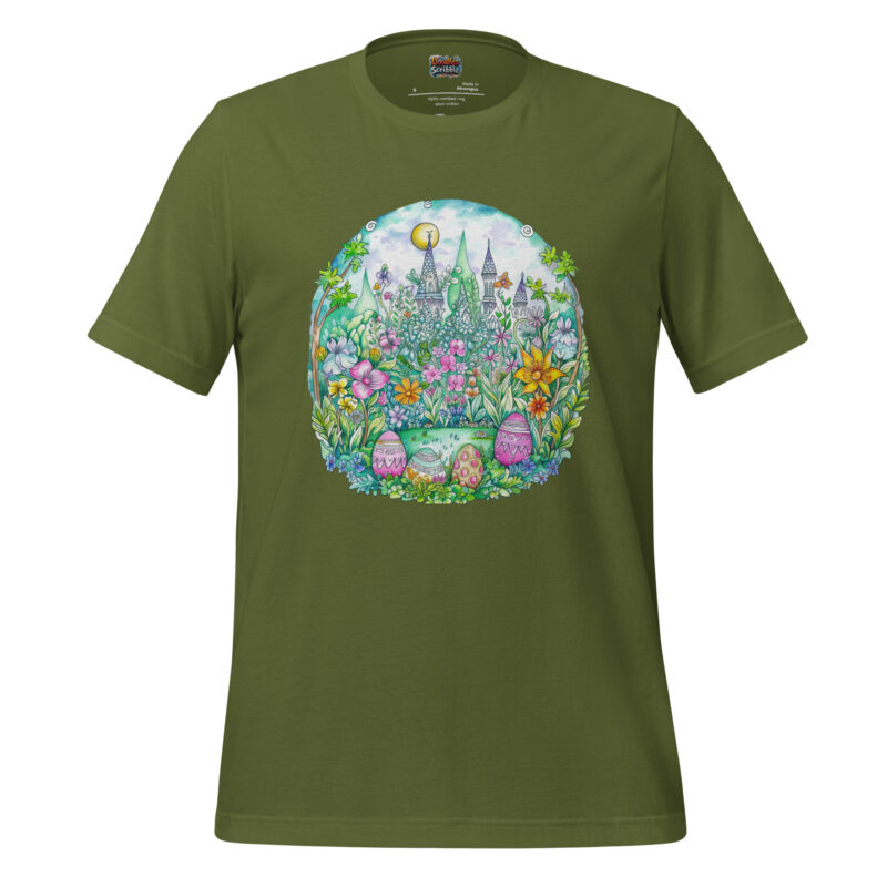Enchanted Easter Castle Garden Doodle - Fantasy Flora Tee
