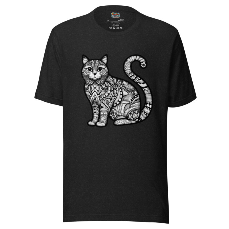 Zentangle Cat T-Shirt - Feline Mystique Design alternate view