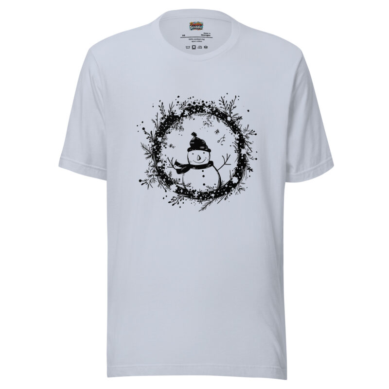 Festive Snowman T-Shirt with Winter Wonderland Doodle alternate view