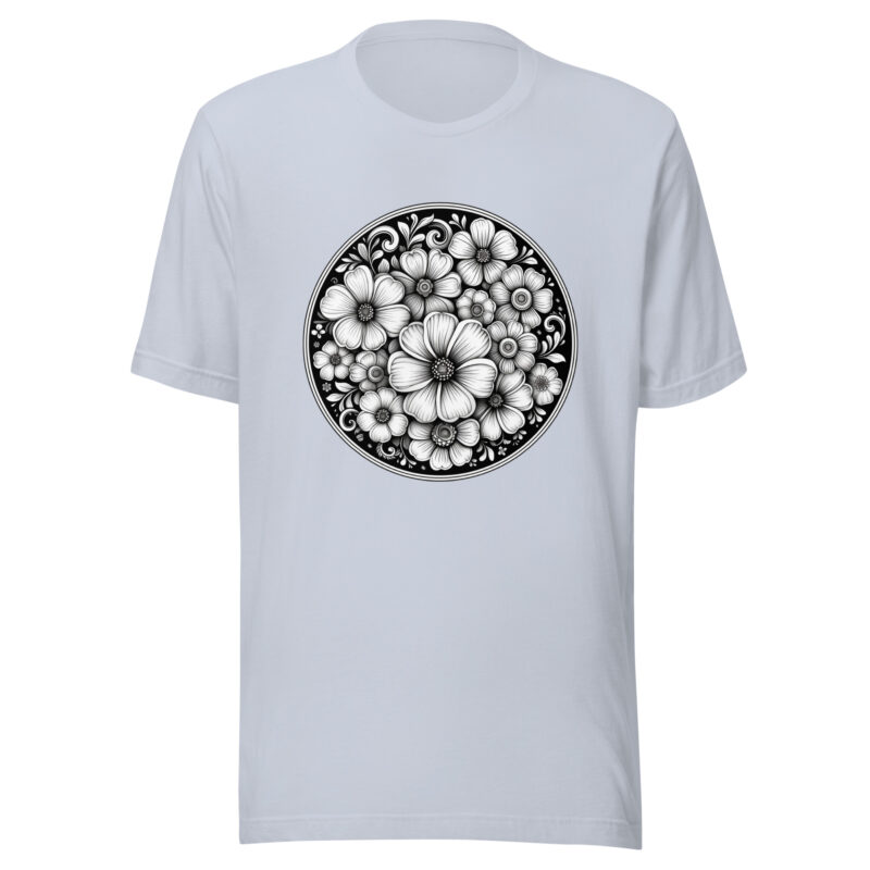 Floral Elegance T-Shirt in Monochrome Bloom