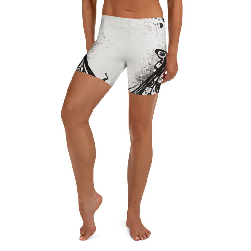 Floral Heart Doodle Shorts – Monochrome Summer Flair