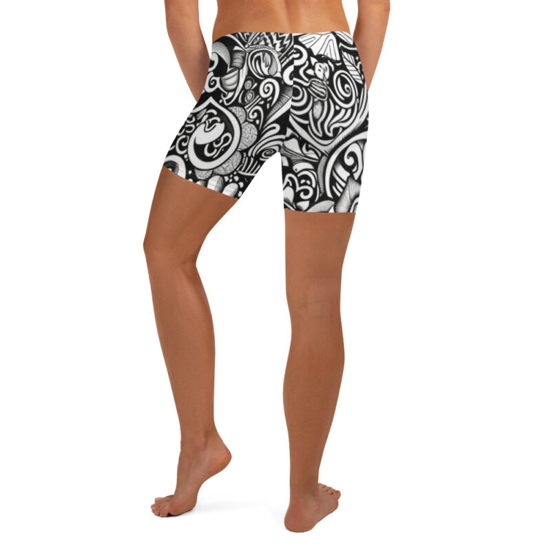Floral Heart Shorts with Valentine Doodle Design alternate view
