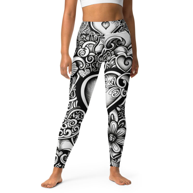 Floral Heart Yoga Leggings - Valentine's Stretch