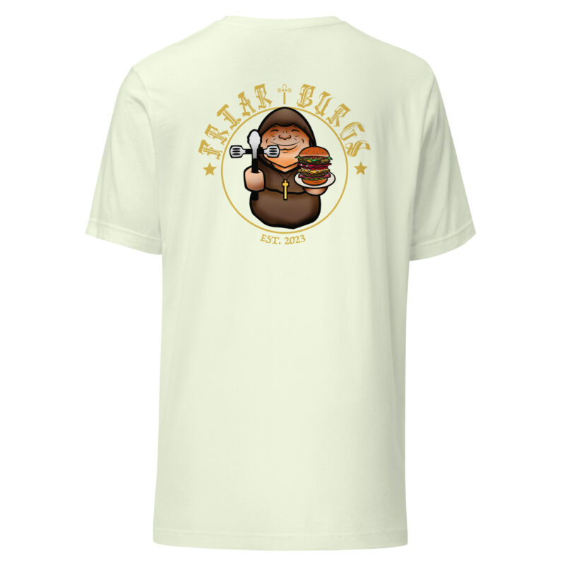Friar Burgs EST. 2023 Back T-Shirt - Large Monk &amp; Burger Graphic Tee