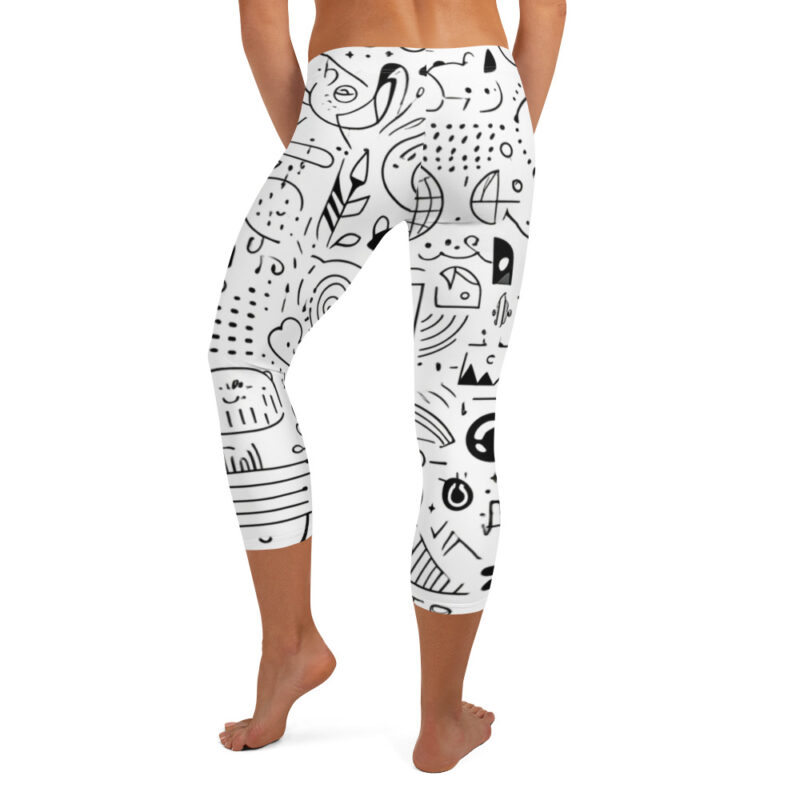 Fun and Cool Doodles Capri Leggings for Yoga and Pilates
