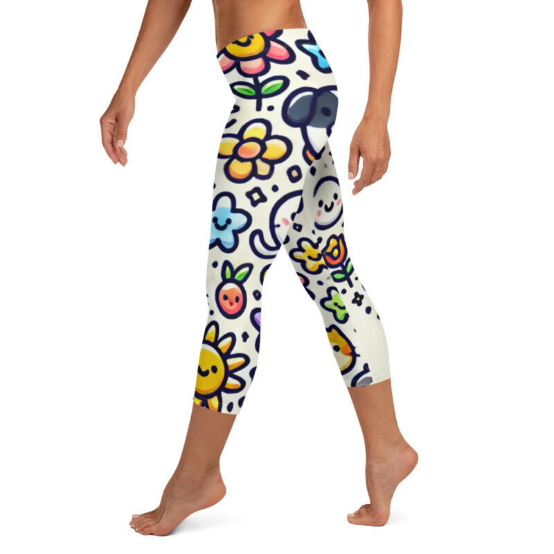 Cute Doodles Capri Leggings with Fun Character Art alternate view