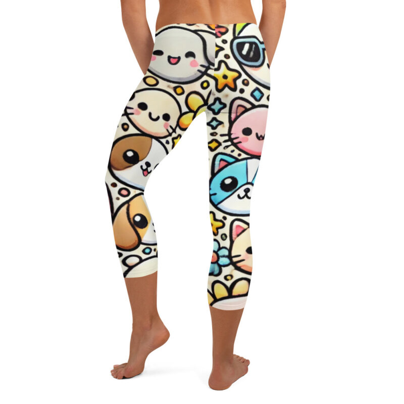 Fun Cute Doodles Capri Leggings for Yoga