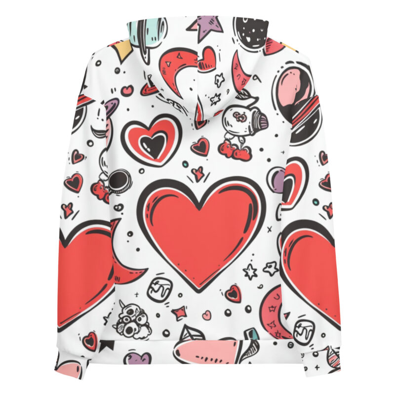 Galactic Love Doodles: Comfy Valentine's Themed Hoodie