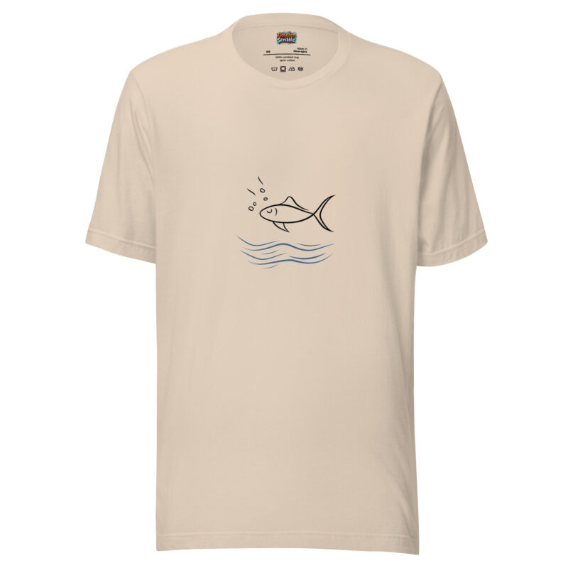 Gentle Waves and Fish Contour Line Art Tee