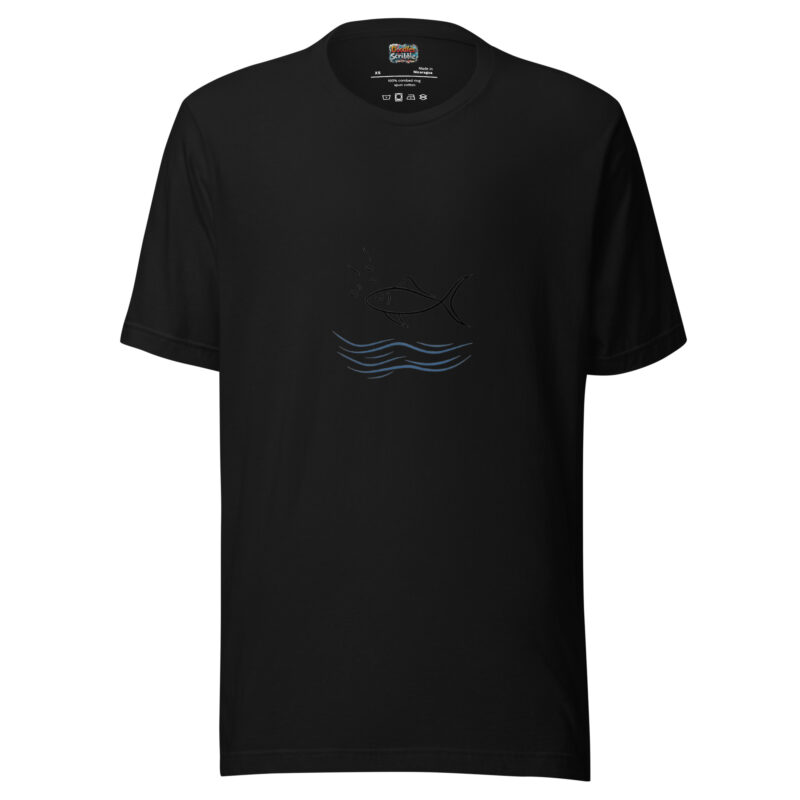 Fish Line Art T-Shirt - Gentle Waves Design alternate view