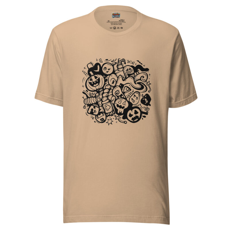 Ghoulish Halloween Doodle T-Shirt - Whimsical Gathering alternate view
