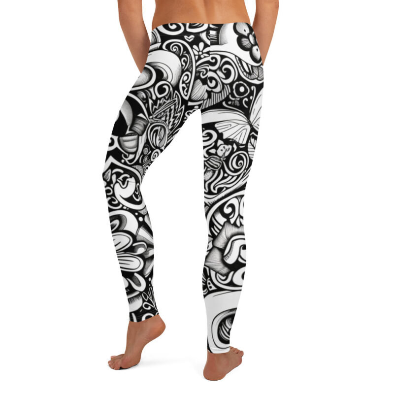 Heart Doodle Leggings with Valentine Love Art alternate view