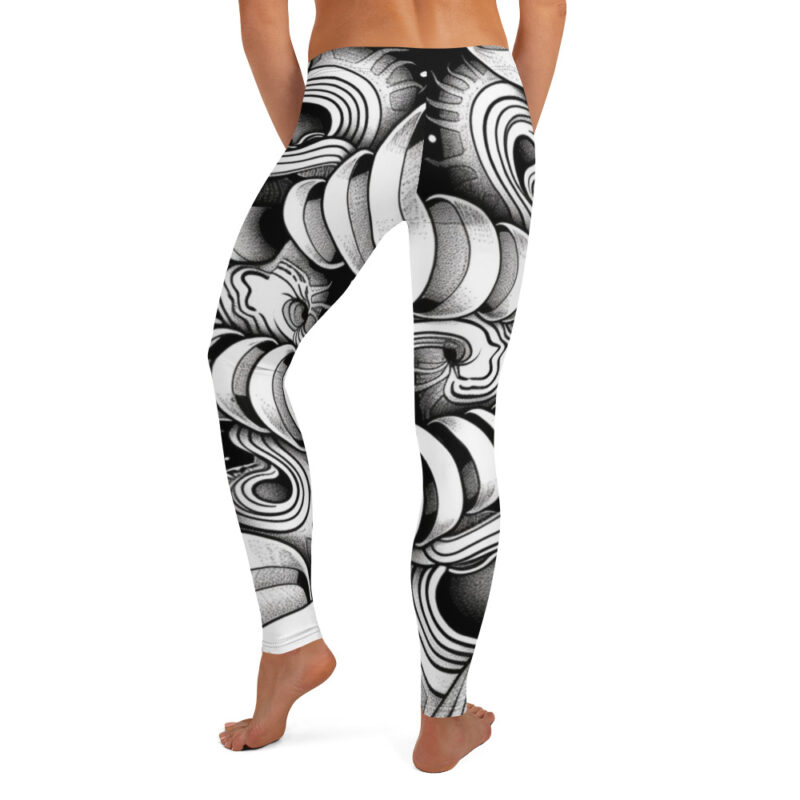 Infinite Spiral Leggings - Hypnotic Monochrome Vortex alternate view