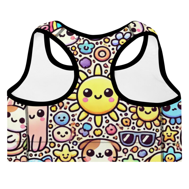 Joyful Cute Doodles Sports Bra with Playful Artwork alternate view
