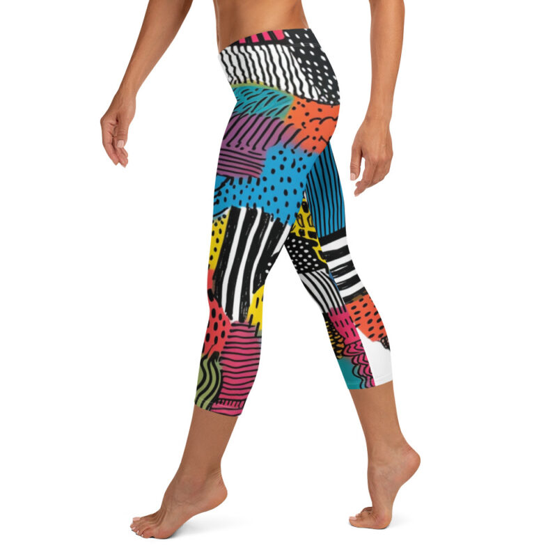 Kaleidoscope Doodle Capri Leggings with Vibrant Artistry alternate view