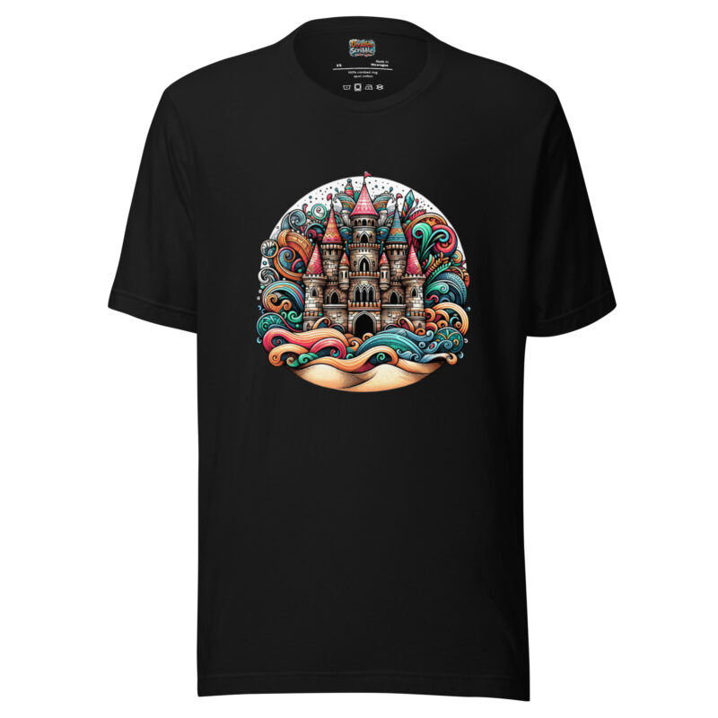 Sandcastle T-Shirt with Magical Summer Doodles Artwork alternate view