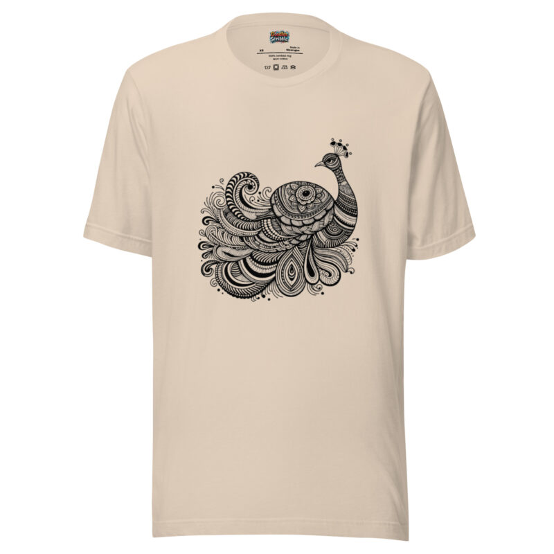 Zentangle Peacock T-Shirt - Majestic Plumage Design alternate view