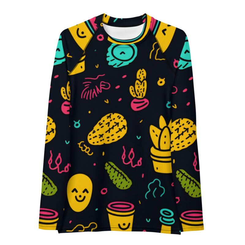 Midnight Fiesta: Neon Doodle Rash Vest for Night Swimmers