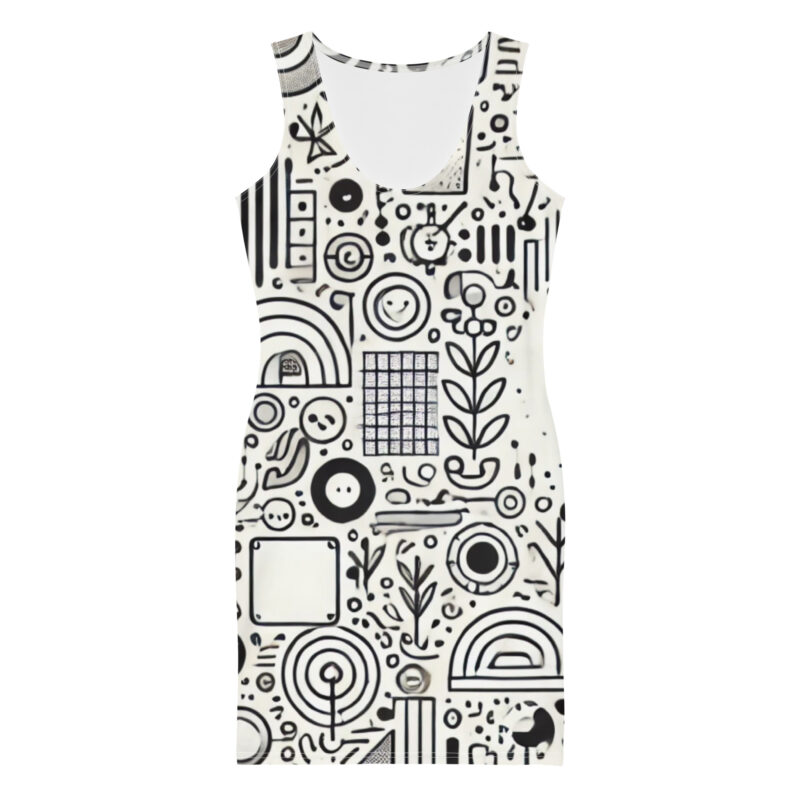 Modern Minimalist Doodles Bodycon Dress