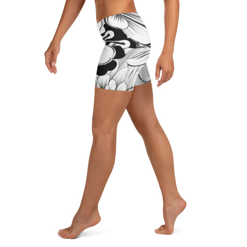 Monochrome Blossom Shorts with Floral Doodle alternate view