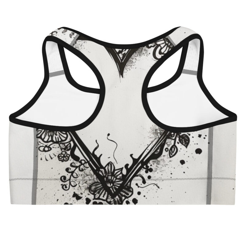 Floral Heart Doodle Sports Bra in Monochrome alternate view