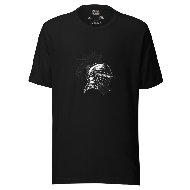 Knight Helmet T-Shirt with Noble Doodle Design alternate view