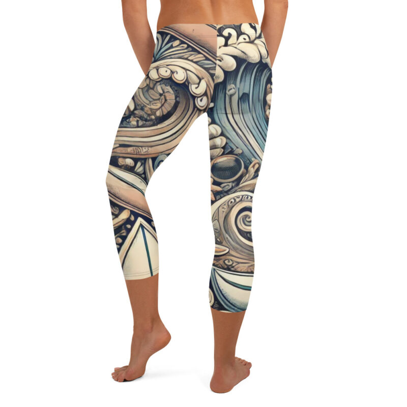 Ocean Adventure Summer Doodles Pattern Capri Leggings