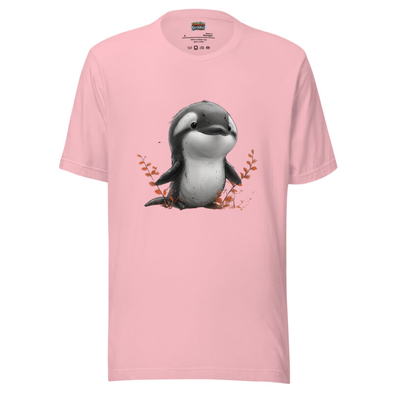 Ocean Whimsy T-Shirt: Playful Porpoise in Monochrome