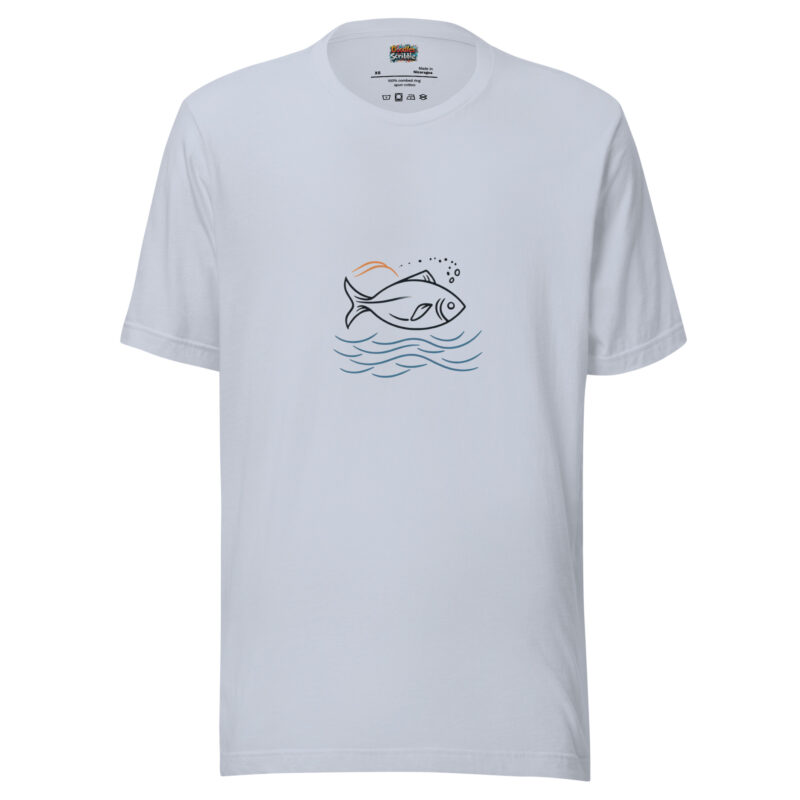 Oceanic Serenity Fish and Bubbles Doodle Art Tee